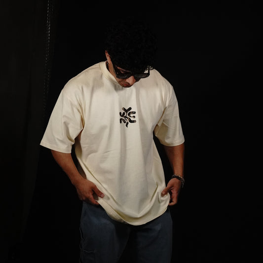 KYE Tee - Cream Cheetah Print Oversized Streetwear Tee
