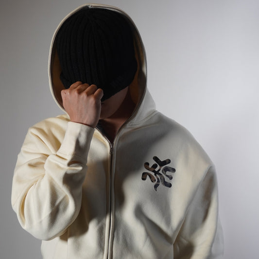 KYE Full Zip Hoodie - Cream Cheetah Print Streetwear