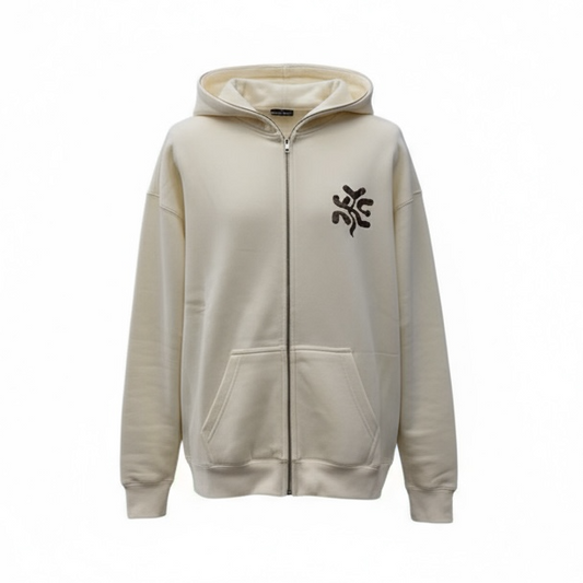 KYE Chetta Full Zip Hoodie - Cream Cheetah Print Streetwear | KYE