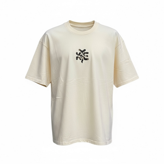 KYE Felin Tee - Cream Cheetah Print Oversized Streetwear Tee | KYE